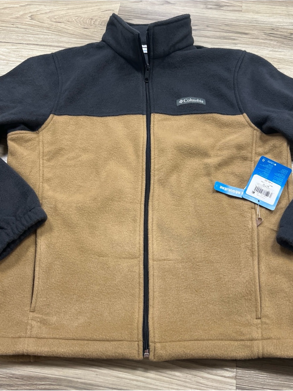 Columbia Mount Grant Tech Full Zip Fleece Jacket Black/Brown Men's Medium NWT